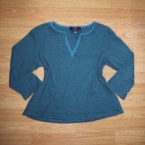 Teal & Brown Striped Long Sleeve Top